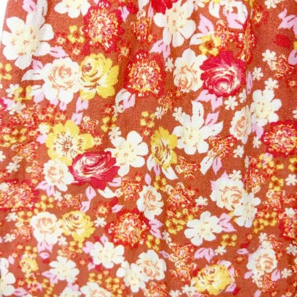 Free People Show Me Love Romper Orange Floral Puff Sleeve Smocked Womens Size S - Picture 14 of 14